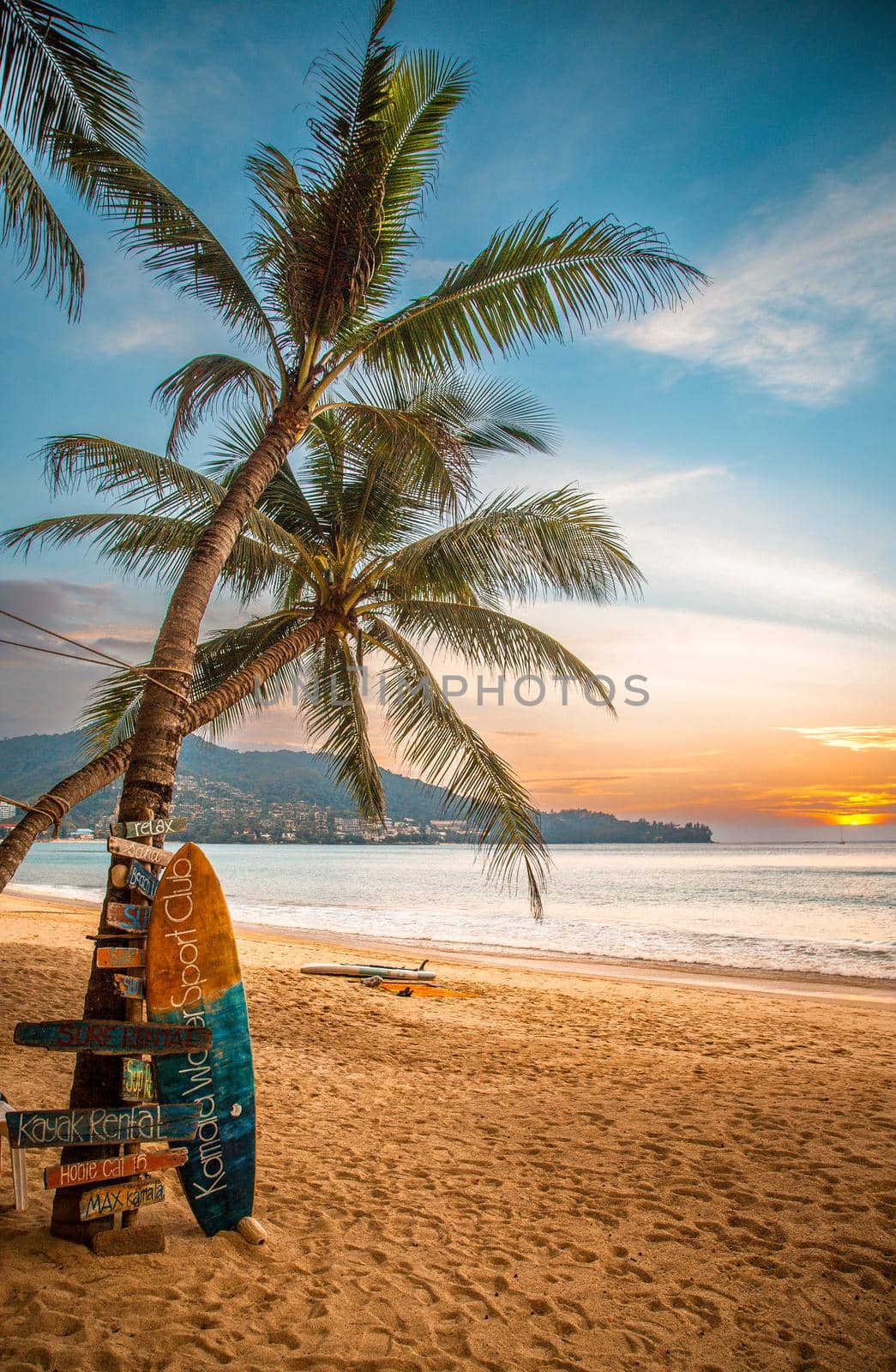 Sunset view in Patong beach in Phuket Province, Thailand by worldpitou