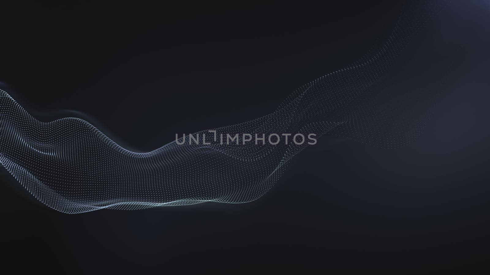 Tech black background Abstract wave of fluid particles. matrix connection concept business. 3d rendering