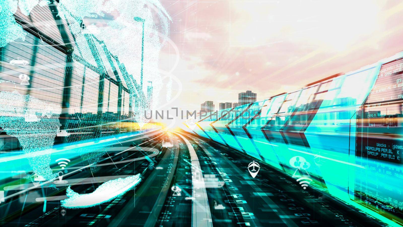 Smart transportation in tacit futuristic city with online traffic control system by biancoblue