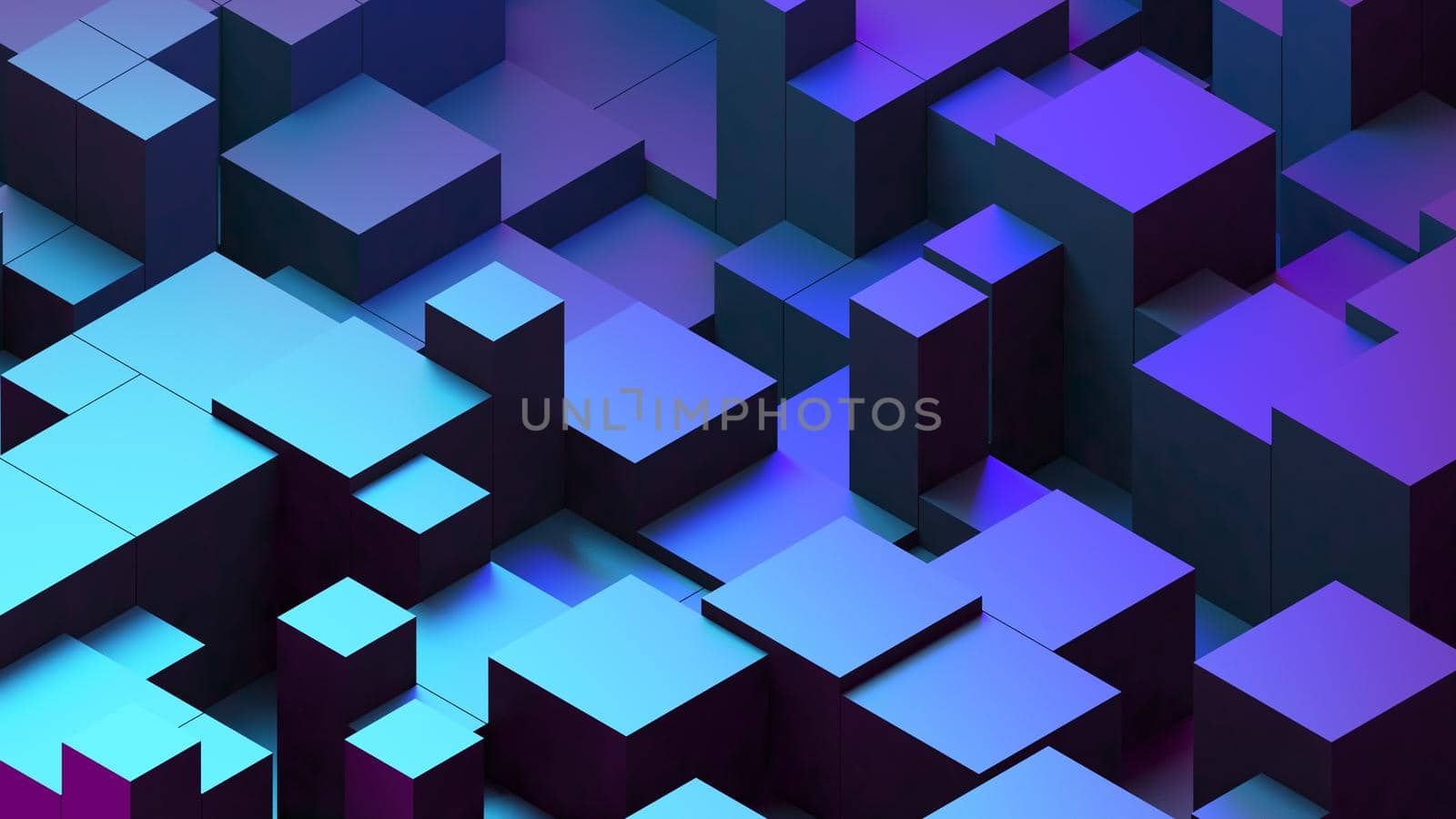 Abstract blue purple digital data background 3d render polygon. Abstract techno purple geometric technology background.