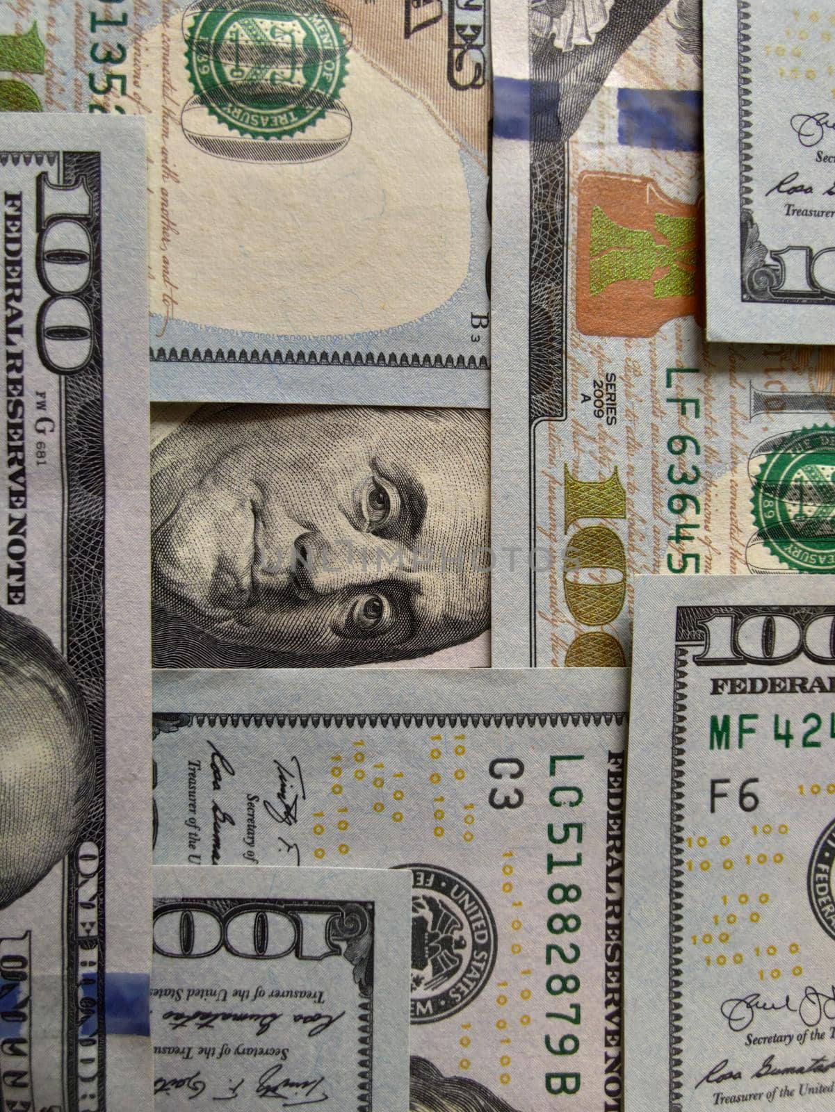 Closeup of banknotes hundred dollar bills. 100 dollar bills. One hundred dollars by igor010