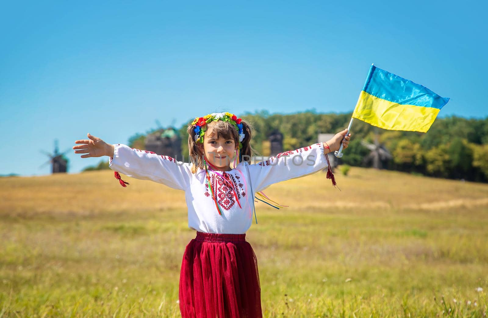 A child in a national Ukrainian costume. Selective focus. by yanadjana