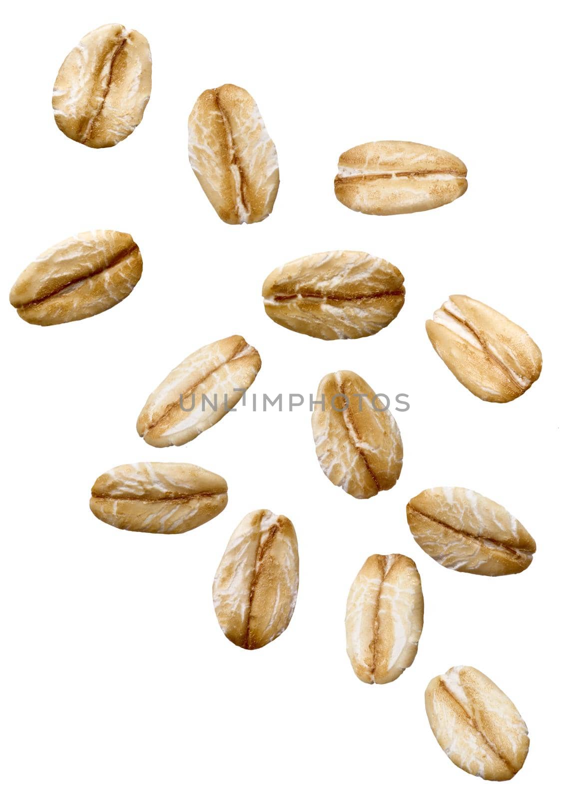 Close up of oat oatmewl granula on white background