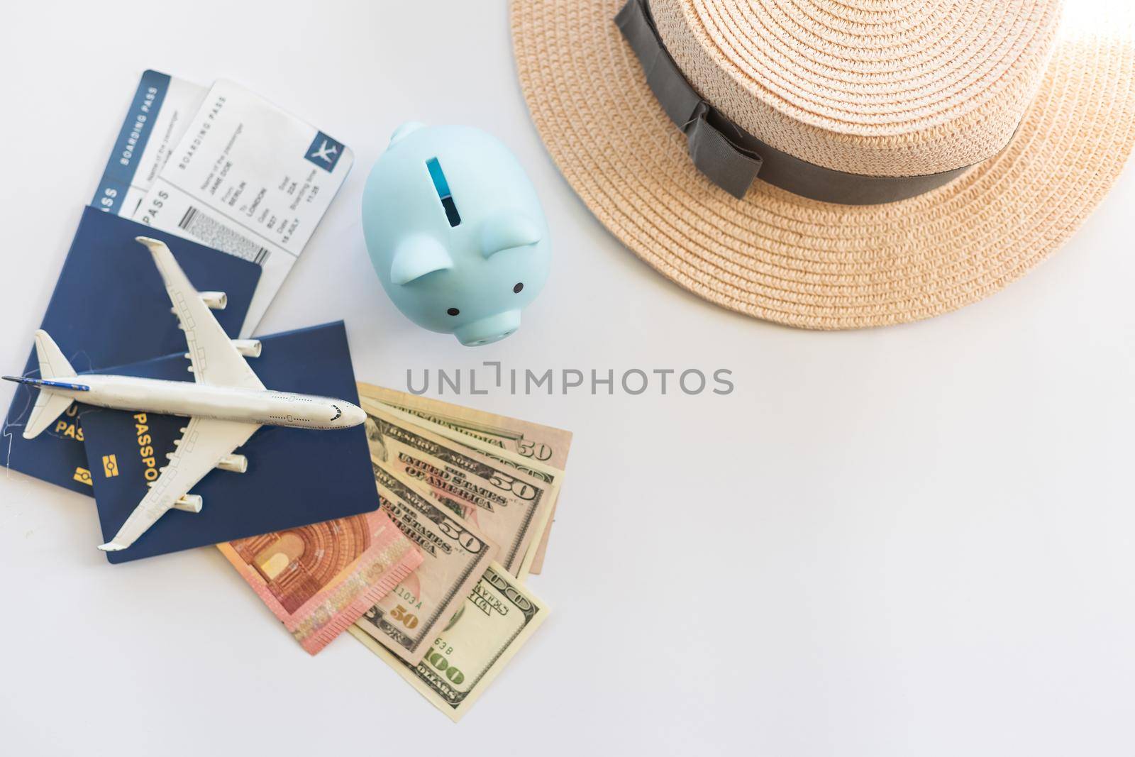 Travel or vacation money saving concept, piggy bank by Andelov13