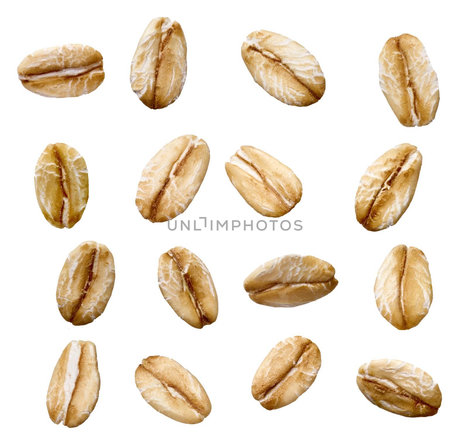 Close up of oat oatmewl granula on white background