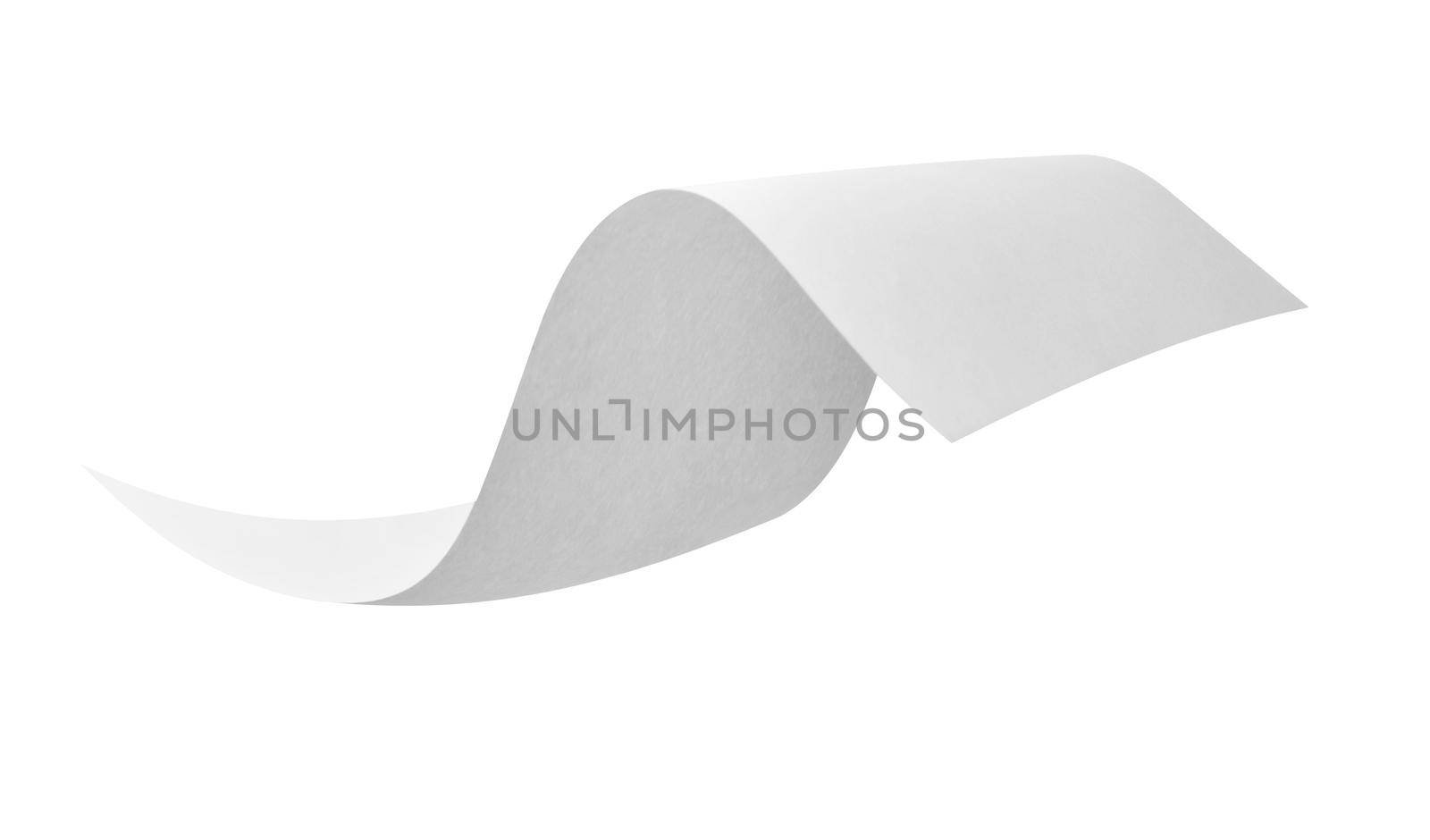 close up of flying papers on white background