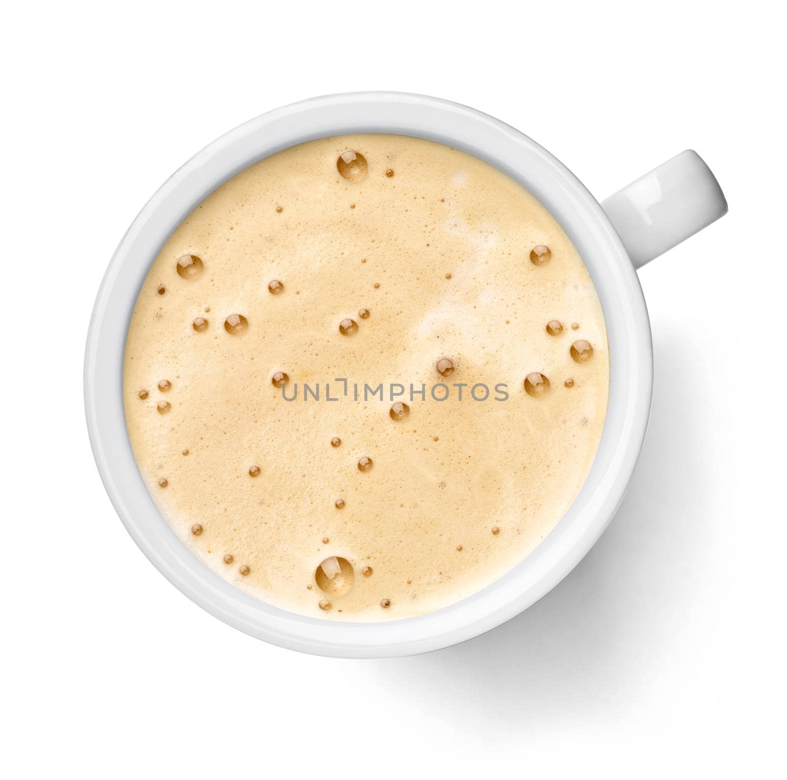 close up of coffee in cup on white background