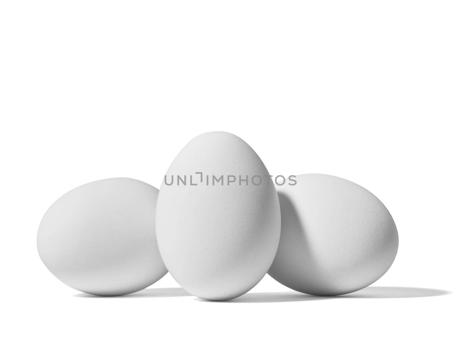 Close up of a white egg on white background