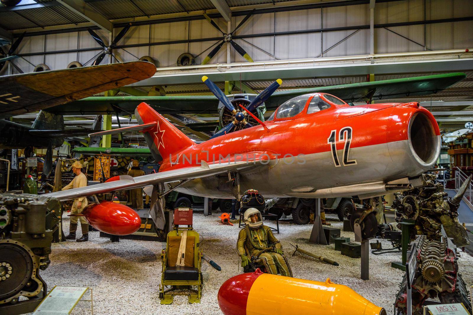 SINSHEIM, GERMANY - MAI 2022: red soviet jet fighter aircraft Mikoyan-Gurevich MiG-15 Type 14 Fagot by Eagle2308