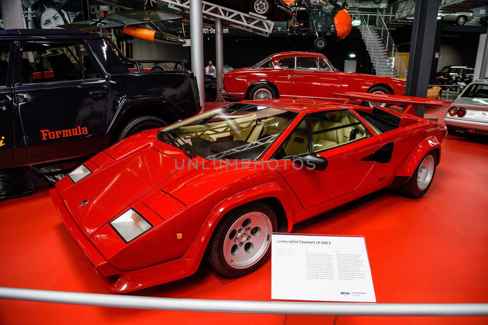 SINSHEIM, GERMANY - MAI 2022: red Lamborghini Countach LP 500 S sports car 1986 455ps