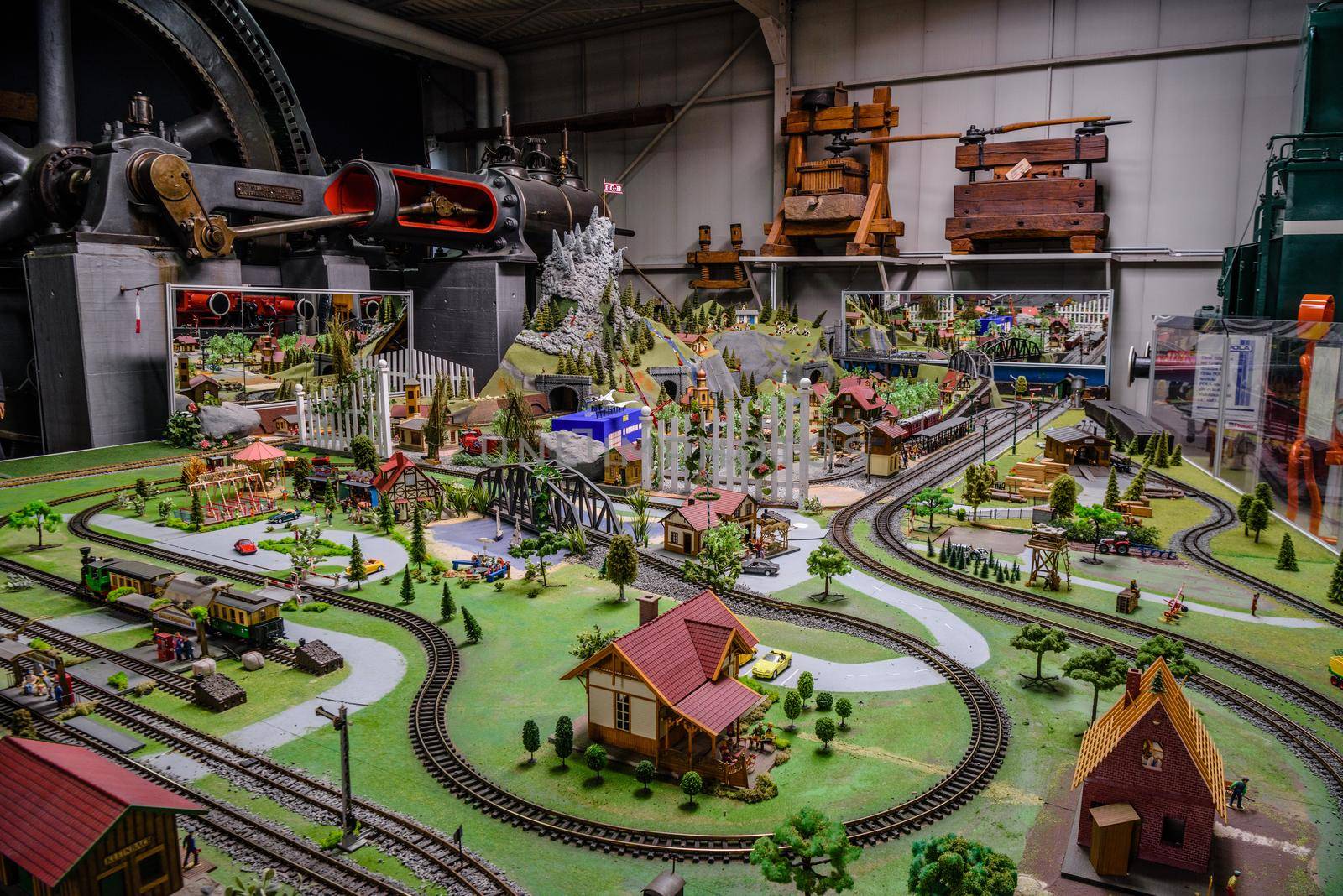SINSHEIM, GERMANY - MAI 2022: toy city with railroad by Eagle2308