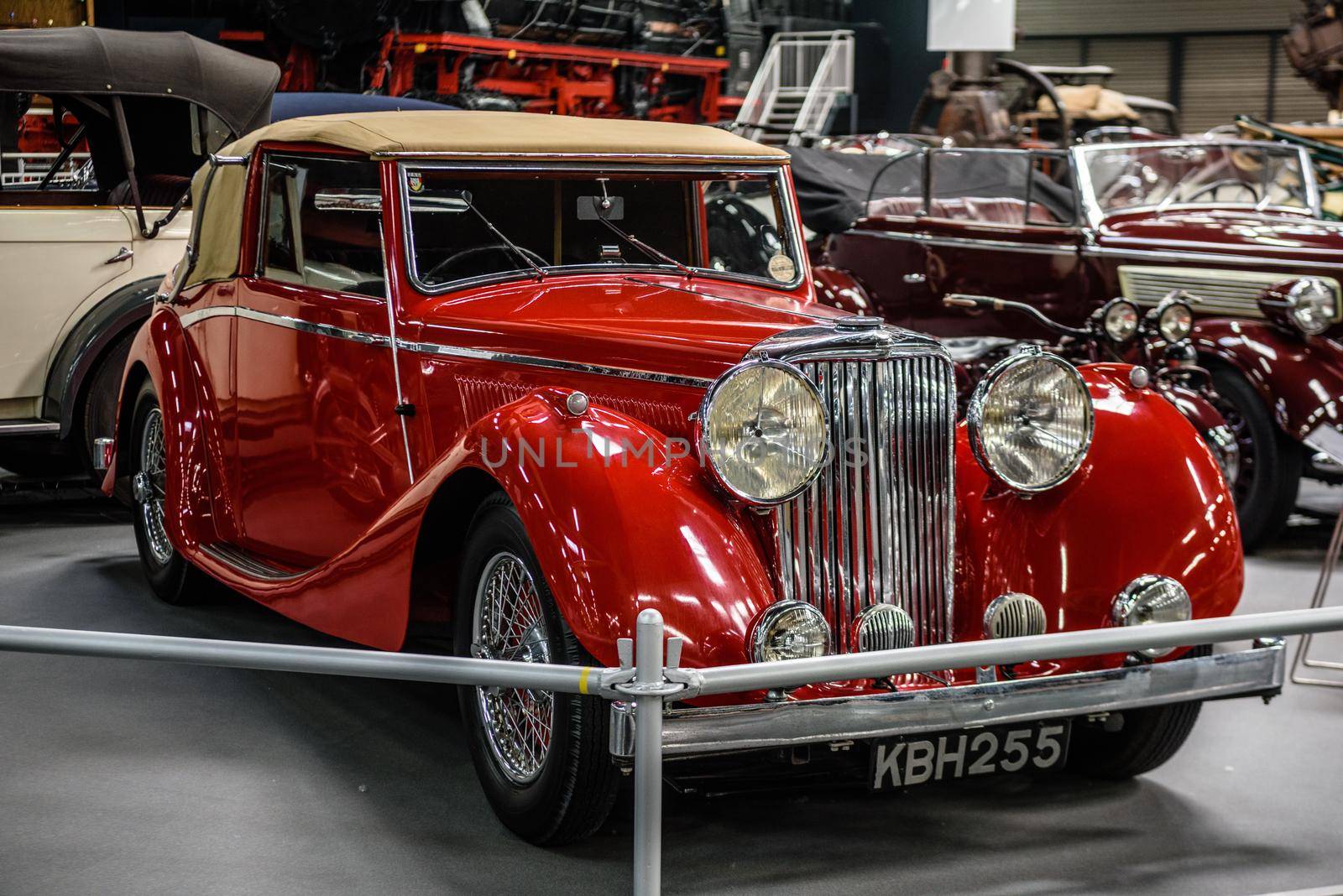 SINSHEIM, GERMANY - MAI 2022: red beige Jaguar S.S. 1938 by Eagle2308