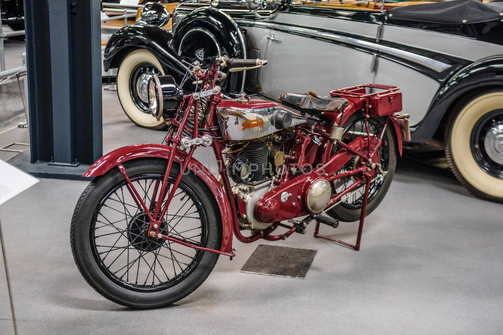 SINSHEIM, GERMANY - MAI 2022: red motorbike motorcycle Standard 1927 16ps