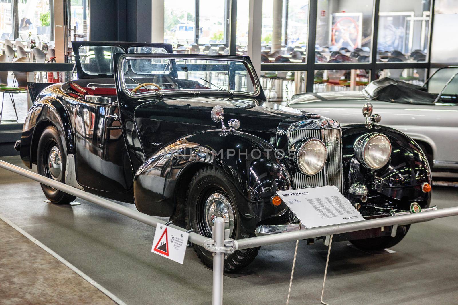 SINSHEIM, GERMANY - MAI 2022: black Triumph 2000 Roadster cabrio 1949 by Eagle2308