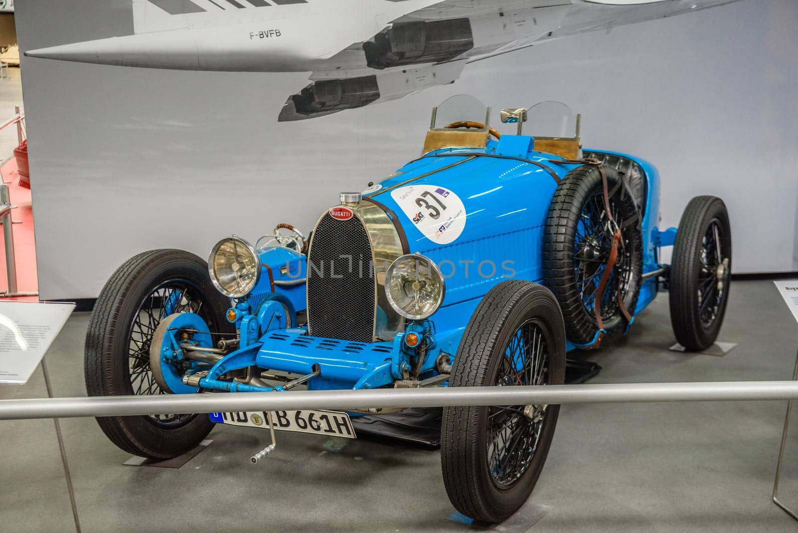 SINSHEIM, GERMANY - MAI 2022: blue Bugatti Type 37 cabrio 1926 100ps