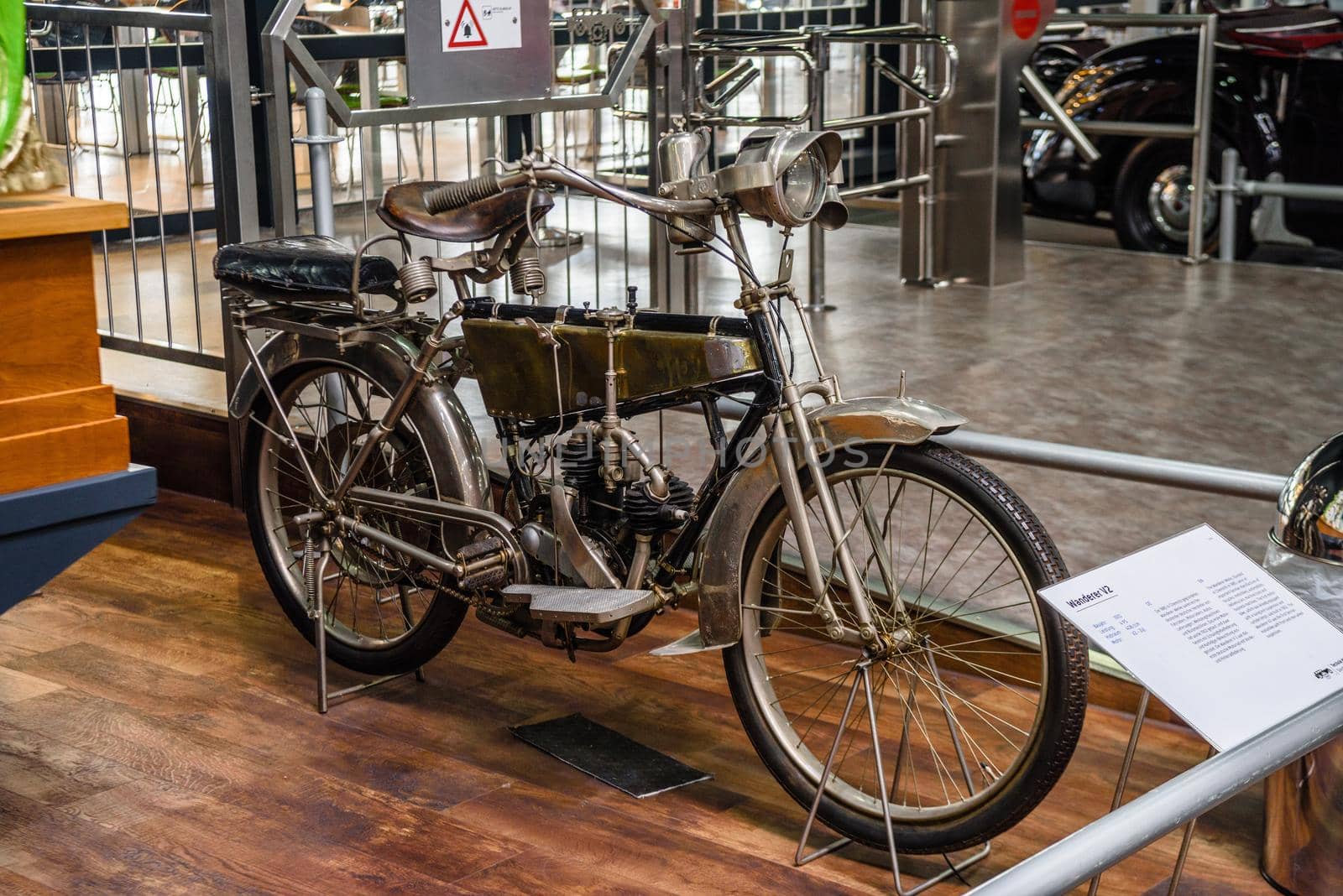 SINSHEIM, GERMANY - MAI 2022: silver motorbike motorcycle Wanderer V2 1910 4ps