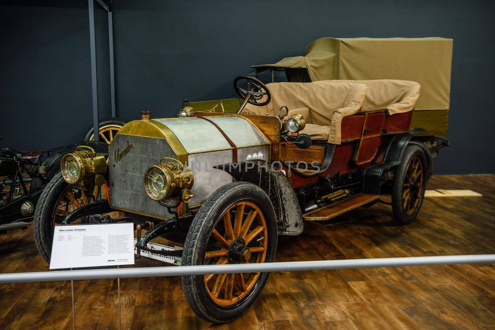 SINSHEIM, GERMANY - MAI 2022: white Mercedes Simplex cabrio 1907 35ps