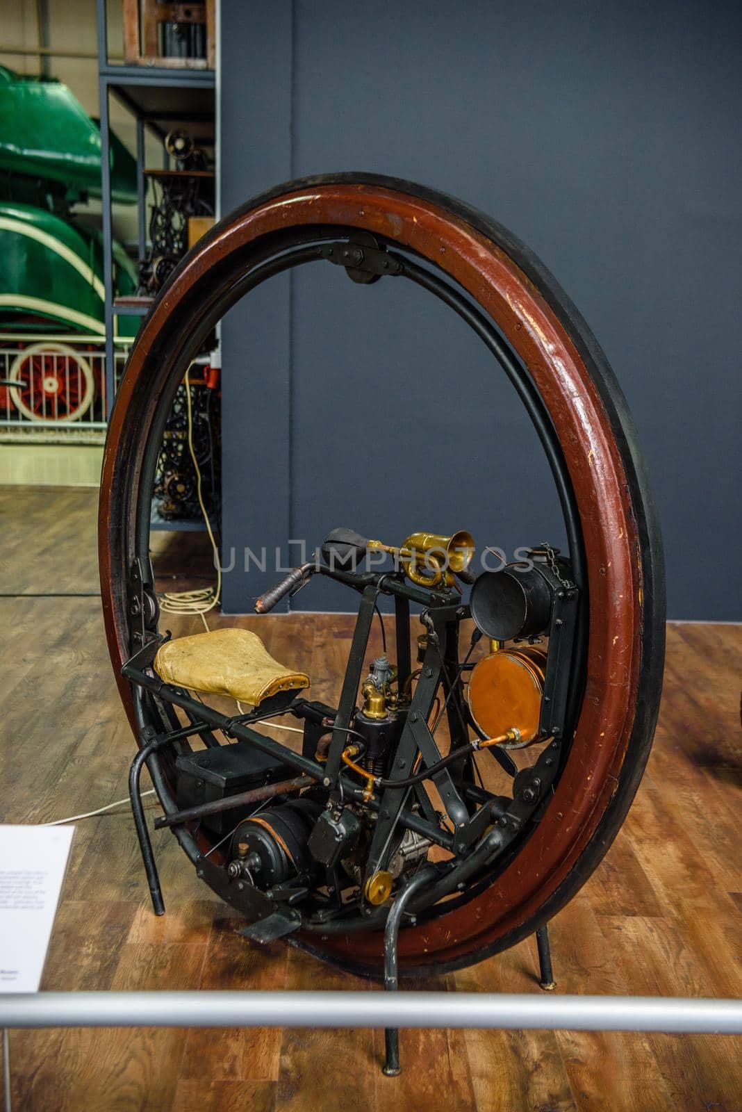 SINSHEIM, GERMANY - MAI 2022: wooden unicycle motorcycle 1894.