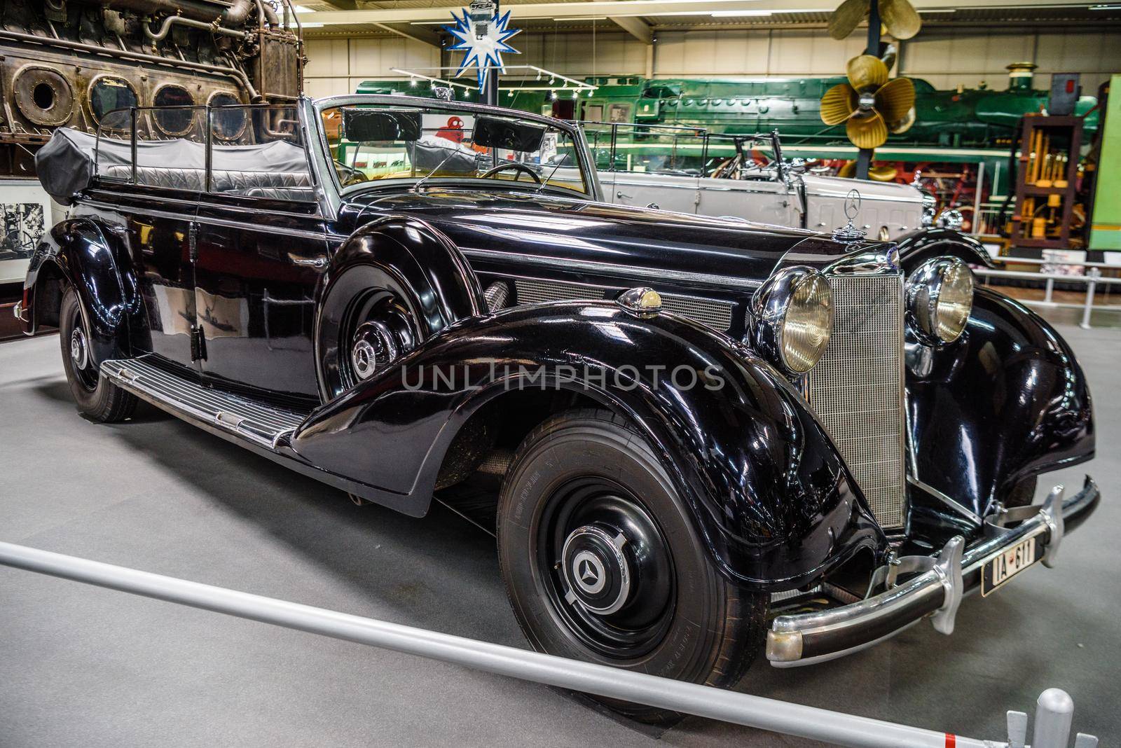 SINSHEIM, GERMANY - MAI 2022: silver black Mercedes Benz G 4 1938 by Eagle2308