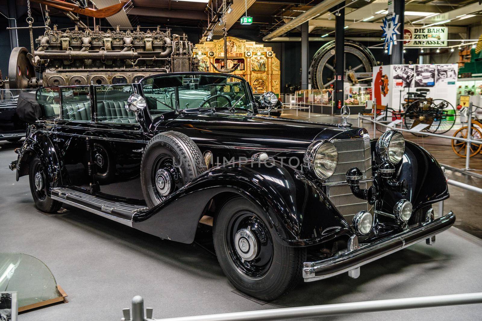 SINSHEIM, GERMANY - MAI 2022: black Mercedes 770 K cabrio 1938 230ps