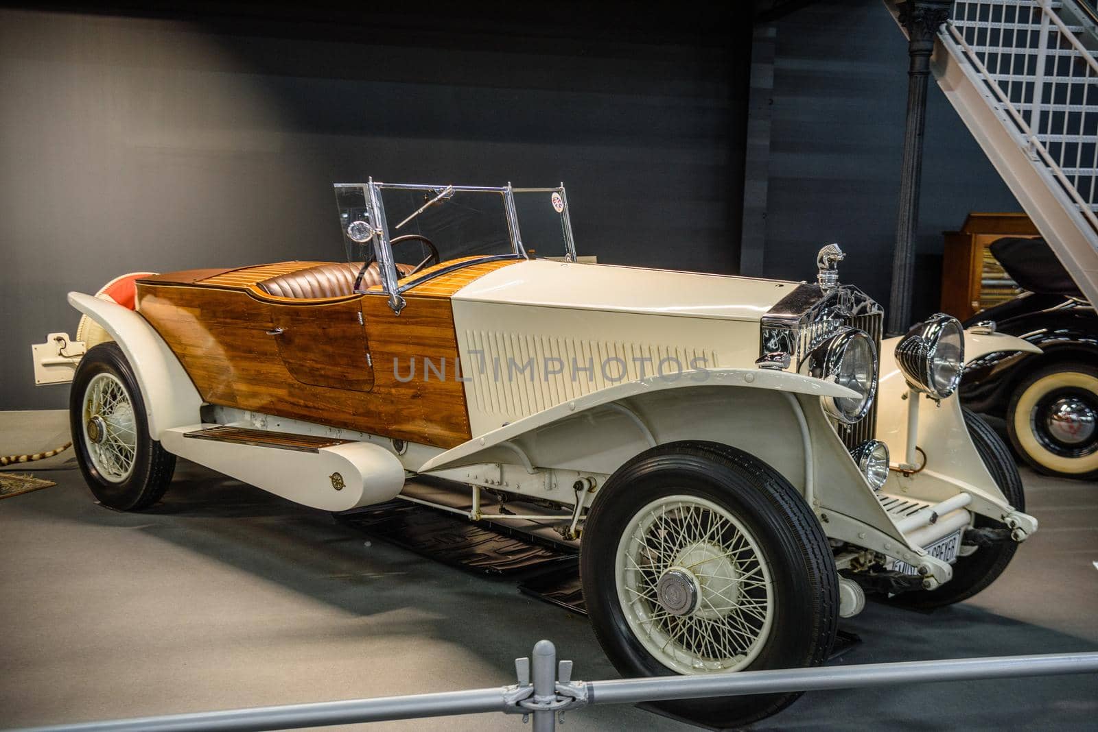 SINSHEIM, GERMANY - MAI 2022: white Rolls-Royce Phantom II 2 Boattail Tourer 1933 140ps