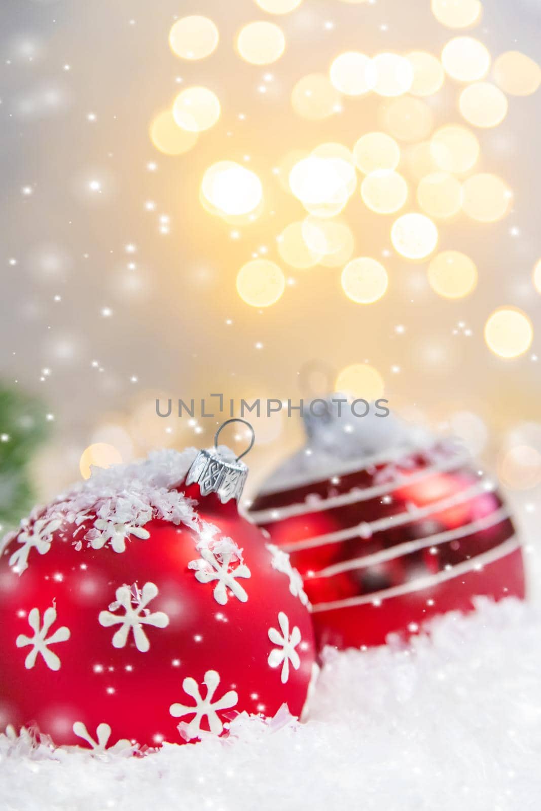 Christmas background and beautiful decor. New Year. Selective focus. by yanadjana