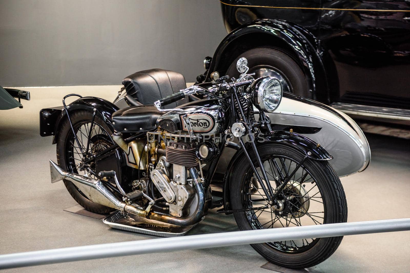 SINSHEIM, GERMANY - MAI 2022: black motorbike motorcycle Norton 16 H 1932 13ps