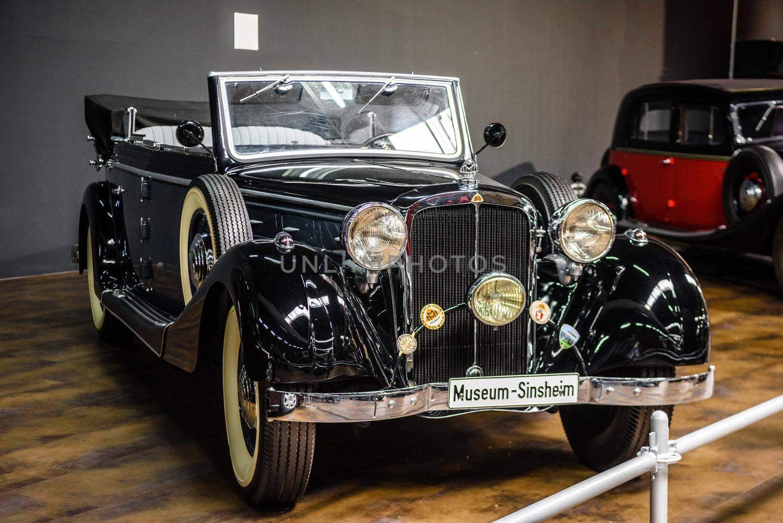 SINSHEIM, GERMANY - MAI 2022: black gray Maybach SW 38 1939 140ps cabrio