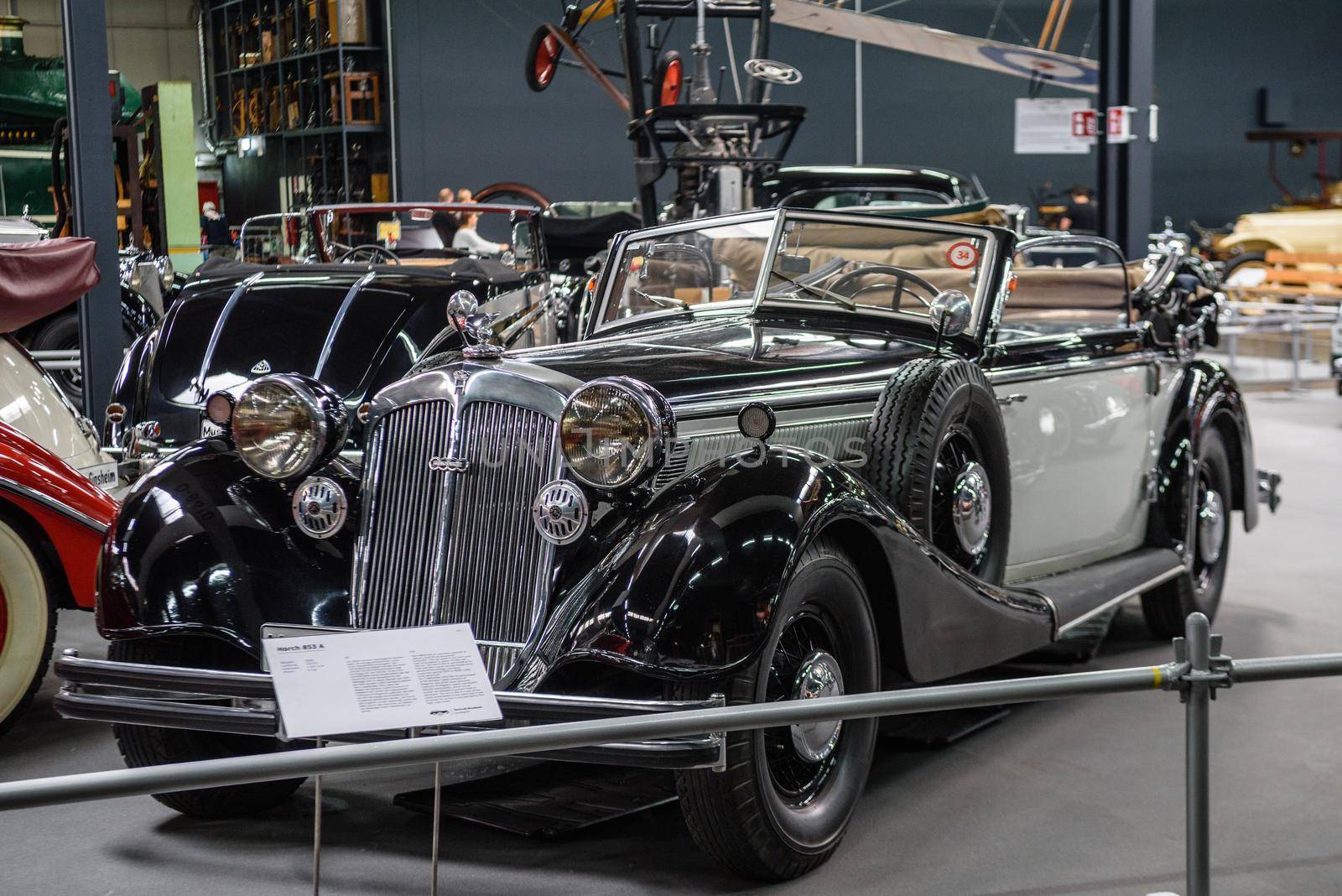 SINSHEIM, GERMANY - MAI 2022: gray black Horch 853 A 1938 cabrio 120ps