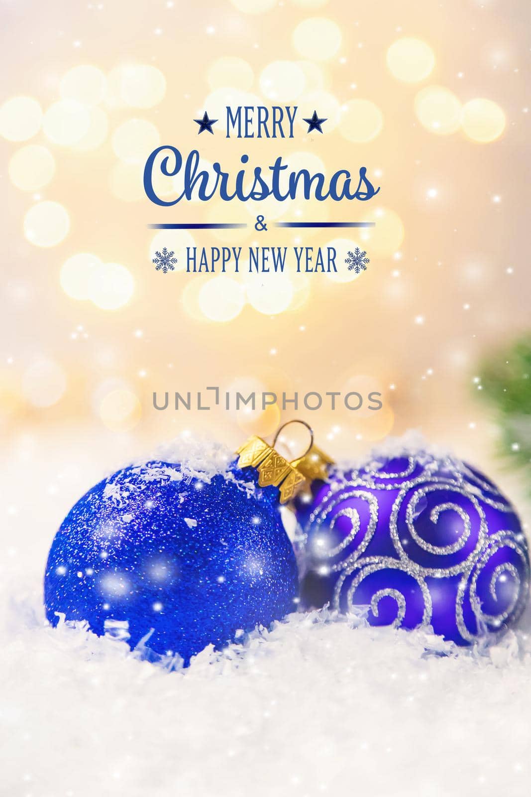 Christmas background and beautiful decor. New Year. Selective focus. by yanadjana