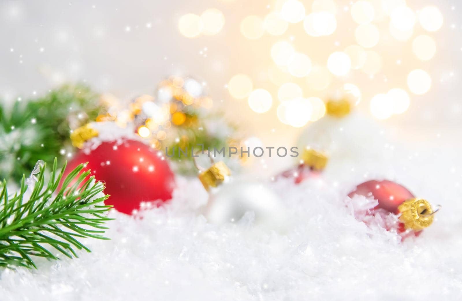 Christmas background and beautiful decor. New Year. Selective focus. Holiday.