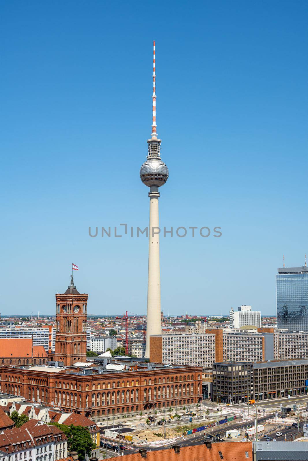 The famous TV Tower and the town hall of Berlin by elxeneize