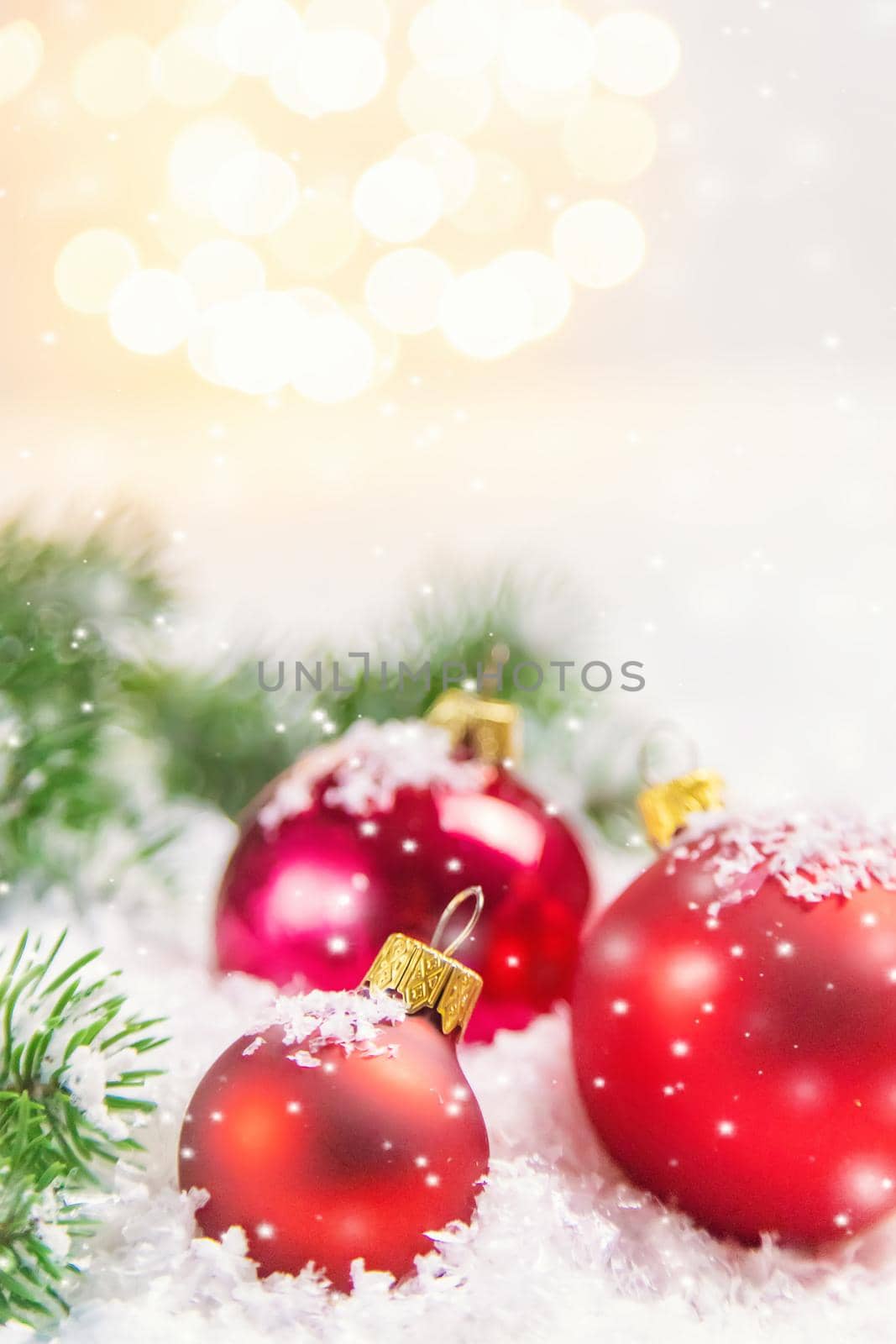 Christmas background and beautiful decor. New Year. Selective focus. Holiday.