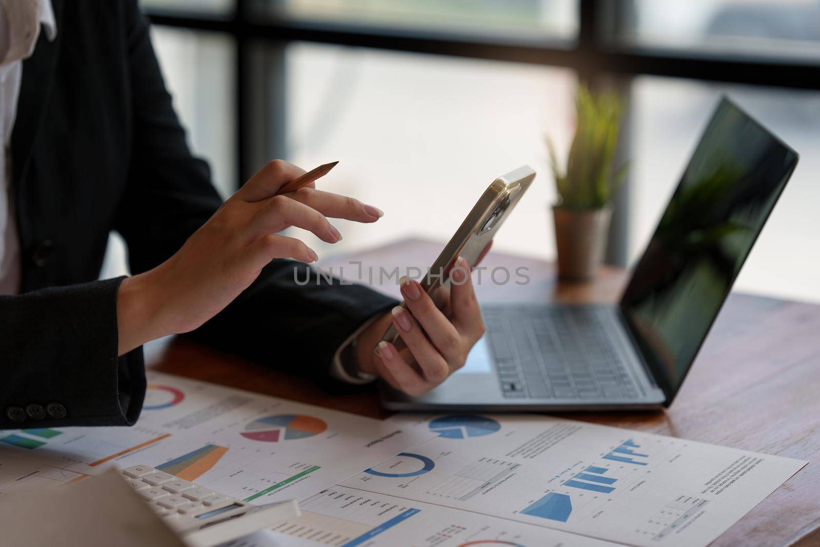 Young business woman completes KYC using an online banking program in order to open a digital savings account. The definition of cyber security