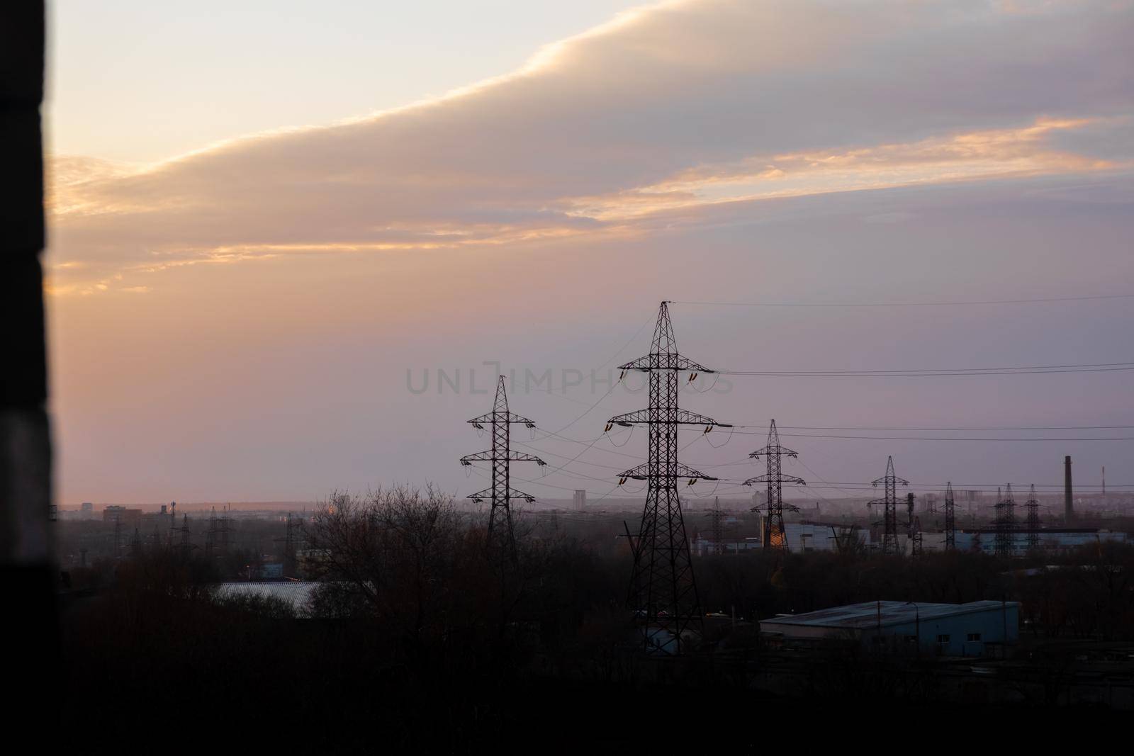 high voltage poles. high voltage post. high voltage tower. industry power line