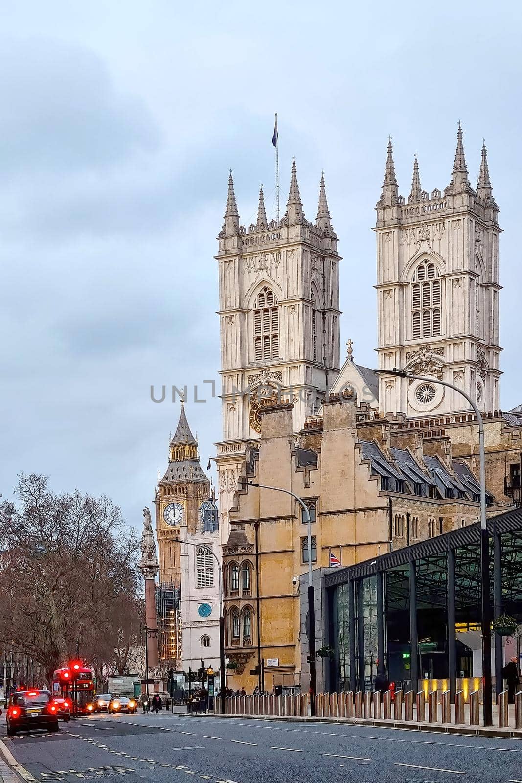 London, United Kingdom, February 7, 2022: beautiful architecture on London street