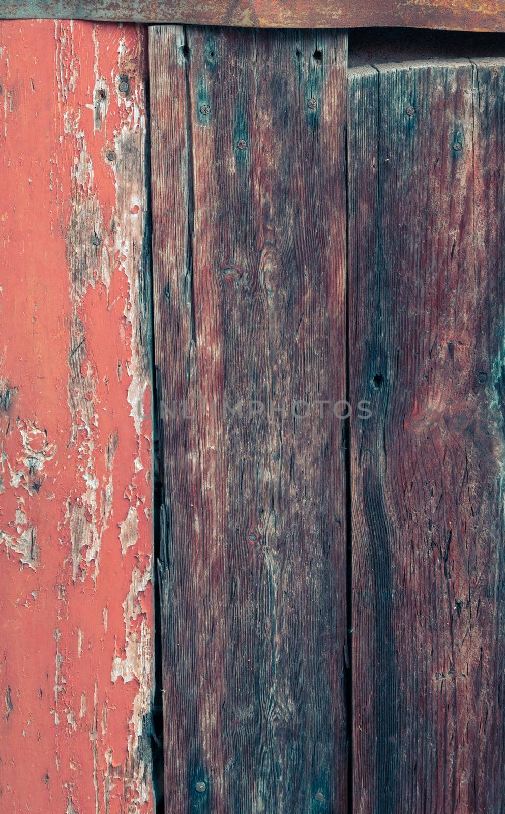 vintage wood background red brown blue colors. Aged board