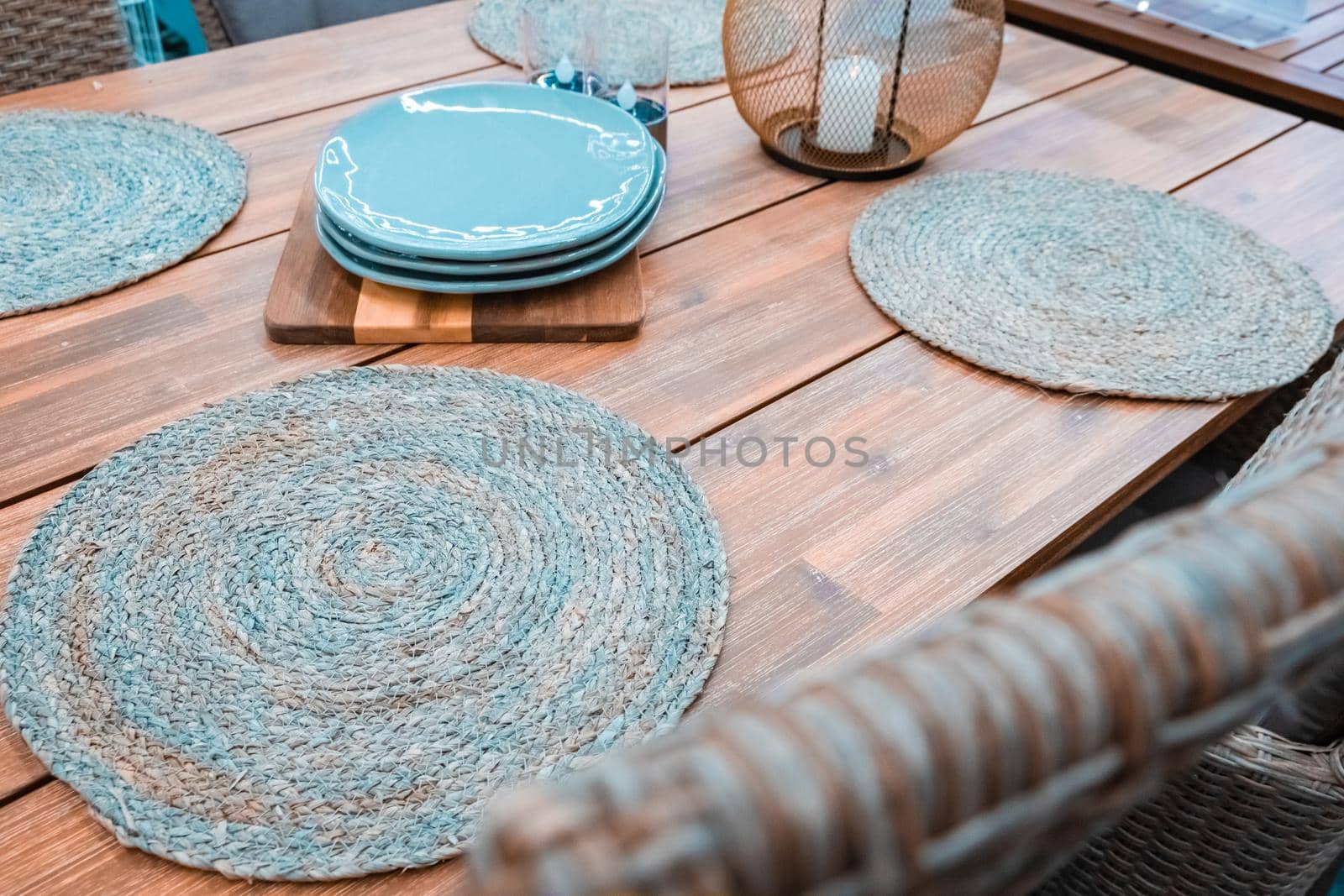 dish on the wood table .