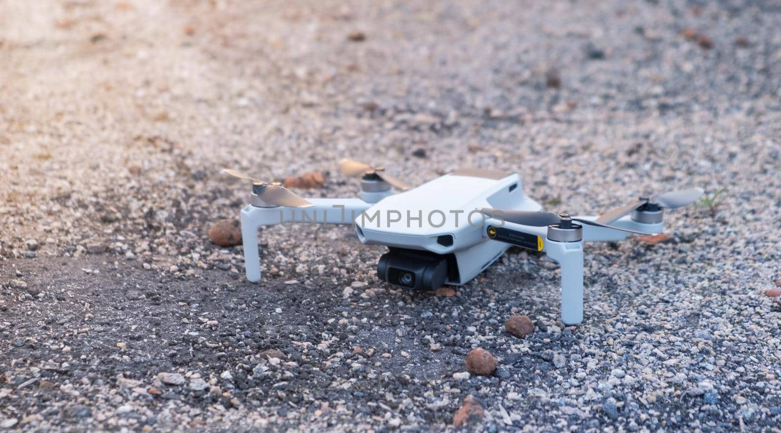 small drone on the ground. quadrocopter