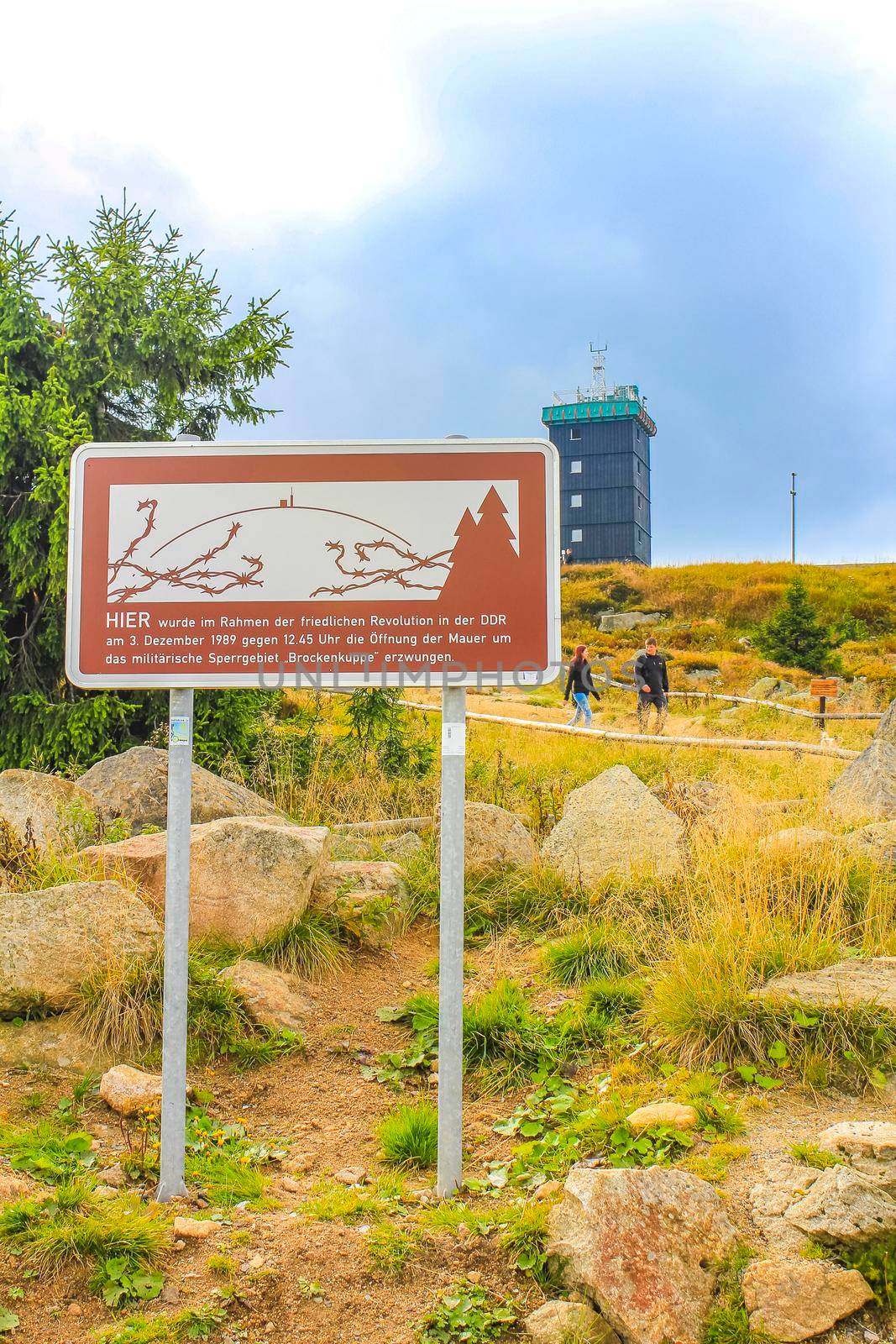 Lower Saxony Germany 12. September 2010 Landscape Panorama view on top of Brocken mountain peak in Harz mountains Wernigerode Germany.