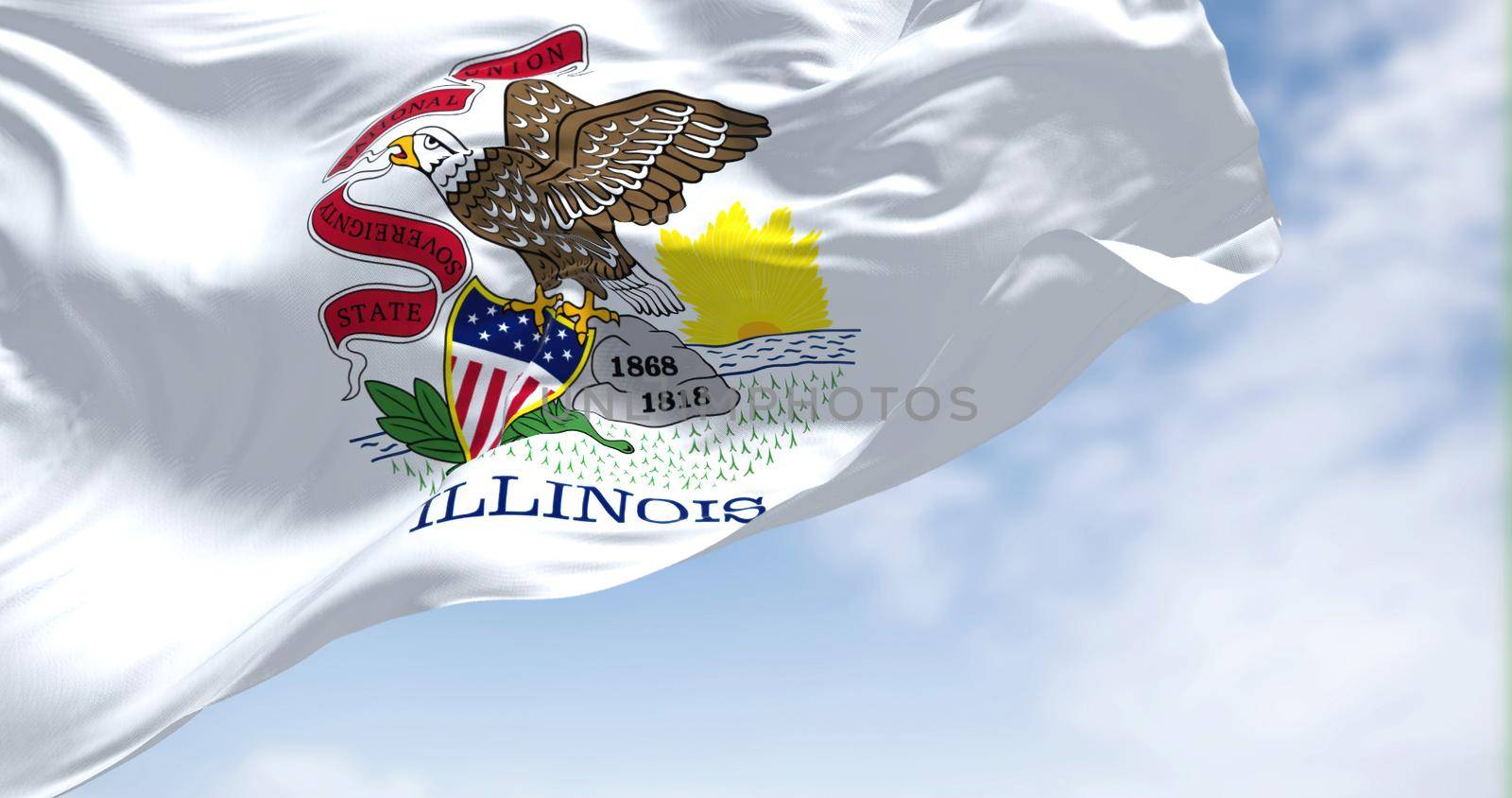 The US state flag of Illinois waving in the wind by rarrarorro