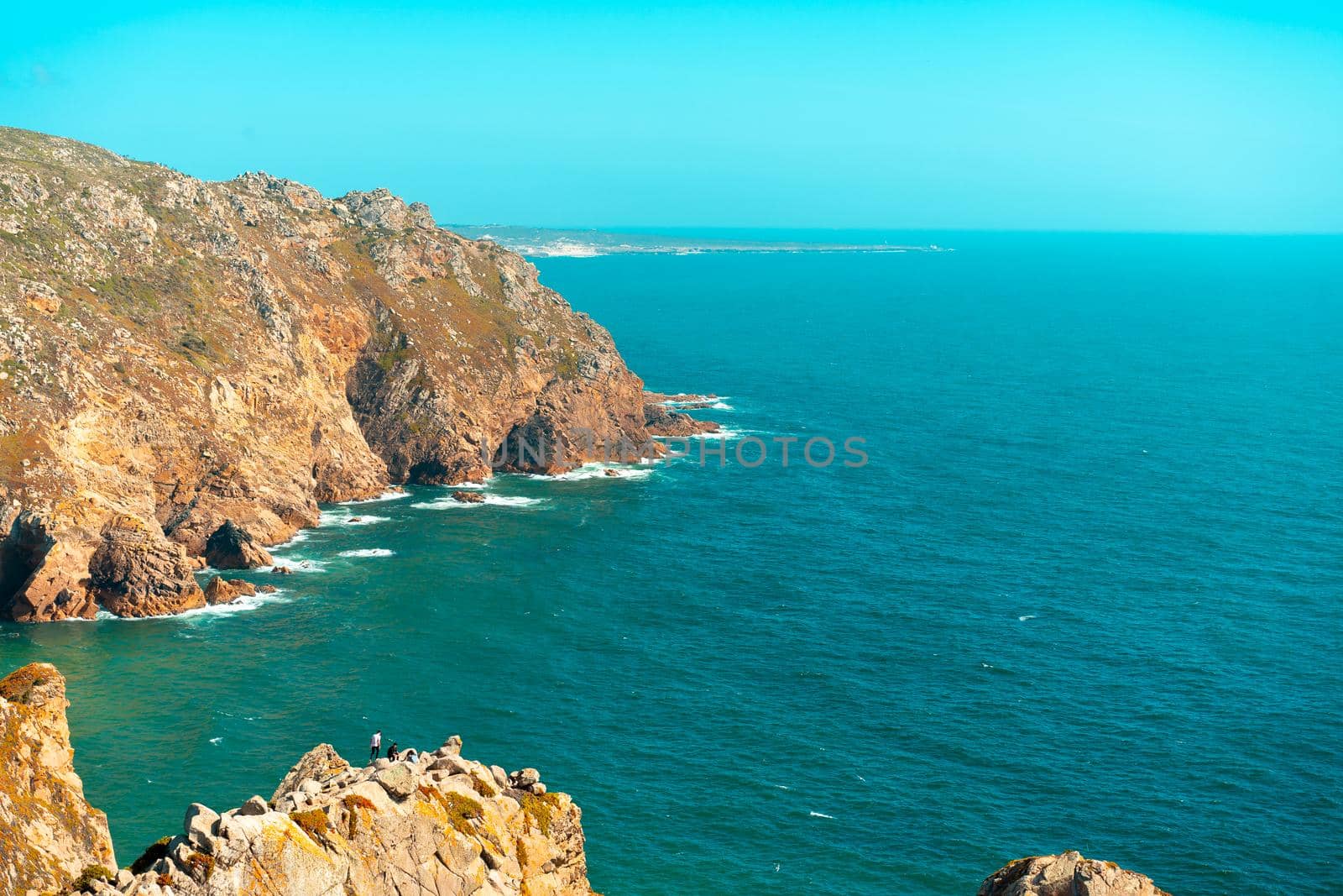 Atlantic ocean view with cliff. View of Atlantic Coast at Portugal, Cabo da Roca. Summer day by andreonegin