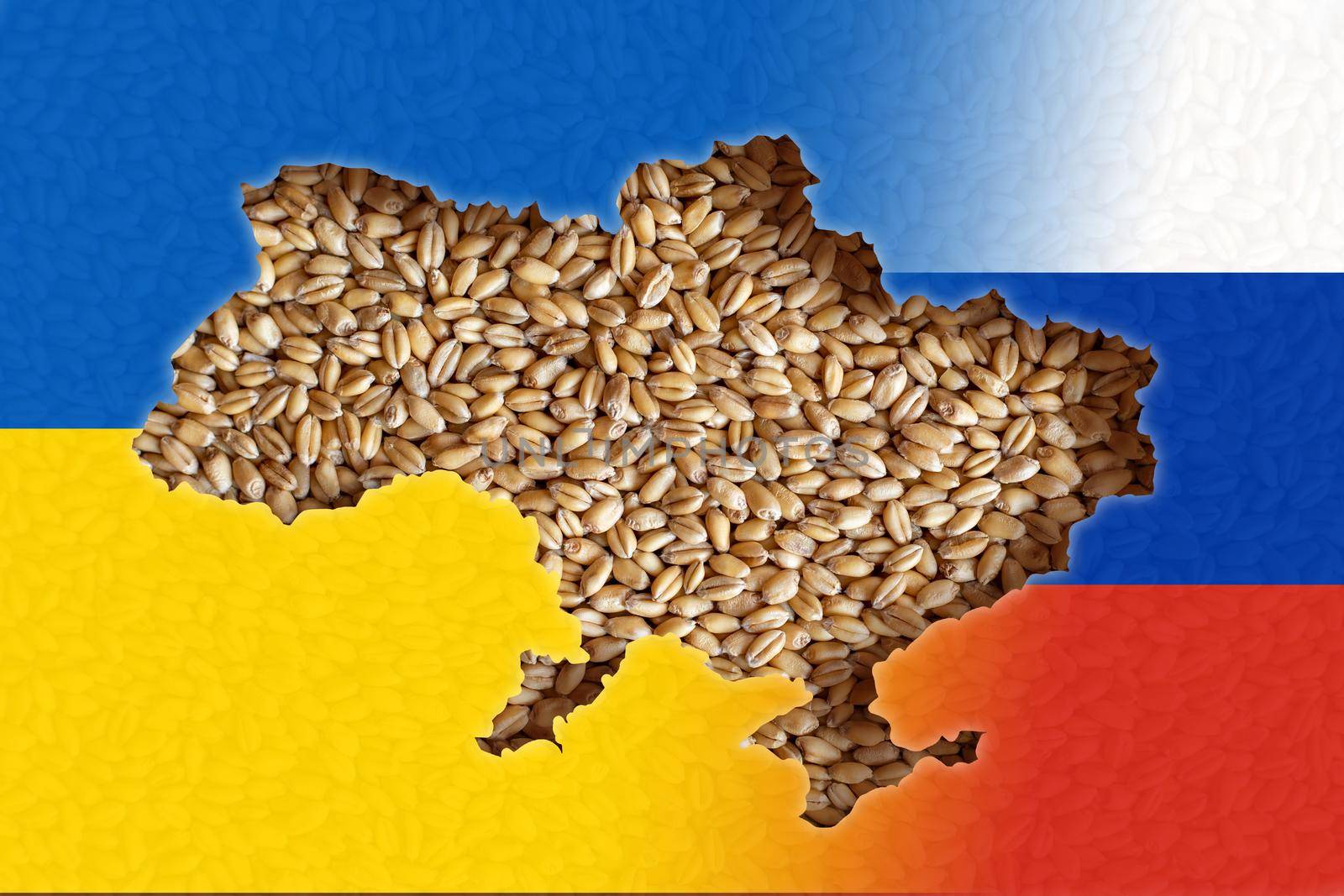 Russian-Ukrainian war conflict and Ukraine wheat export crisis concept. World grain crisis concept by adamr