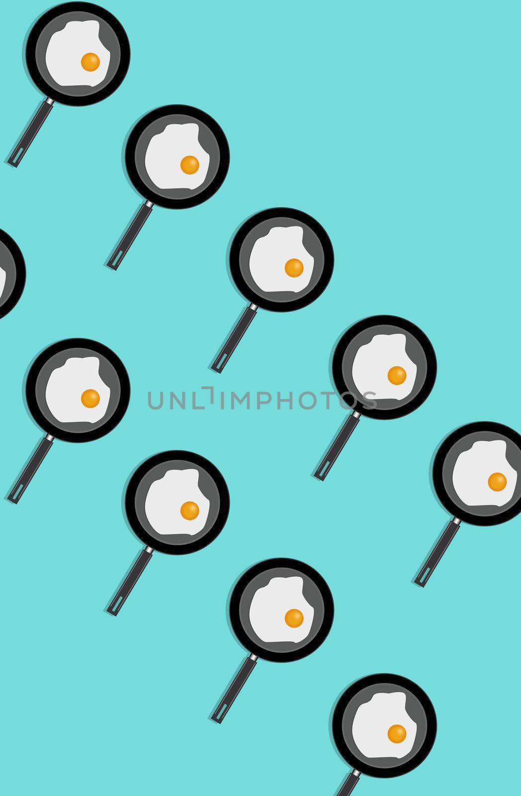 Funny background from scrambled eggs and frying pan by nazarovsergey