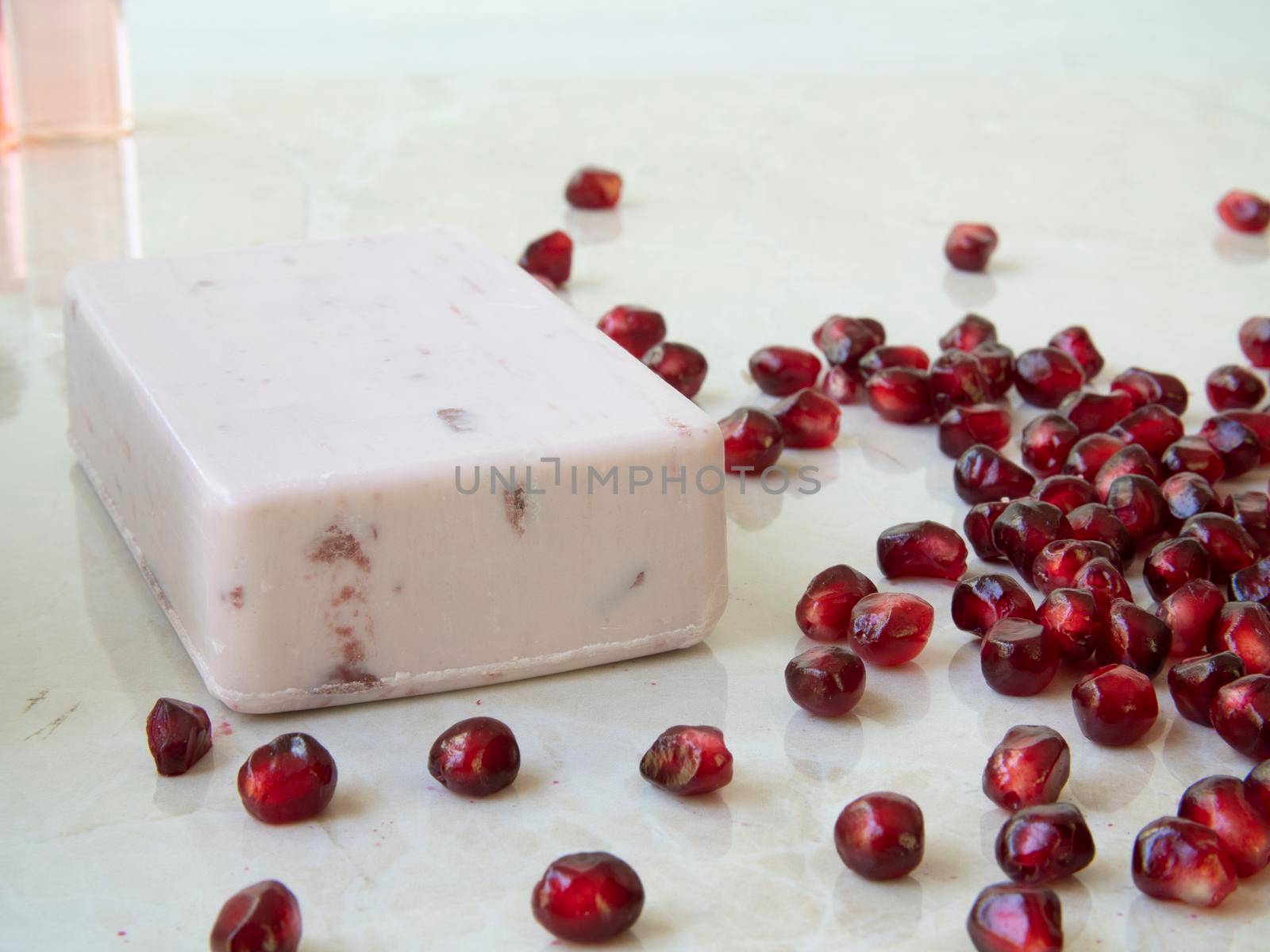 Pomegranate seeds and refreshing pomegranate soap
