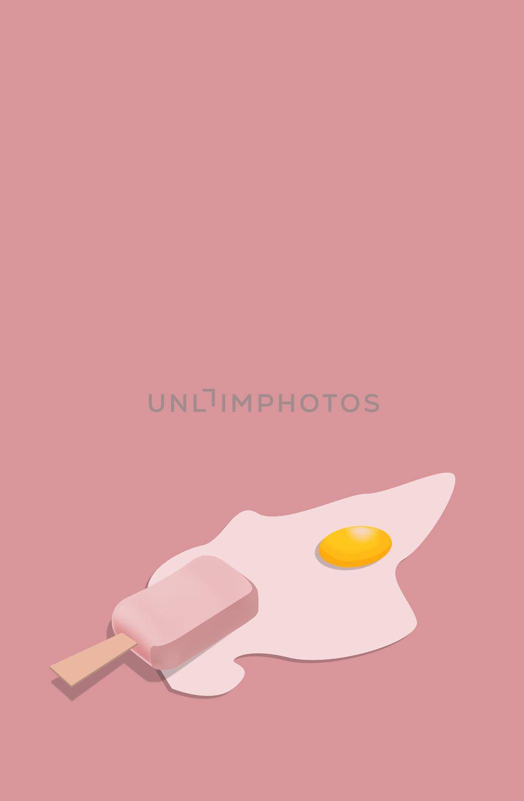 Ice cream with fried egg. Minimal concept. Pop art by nazarovsergey