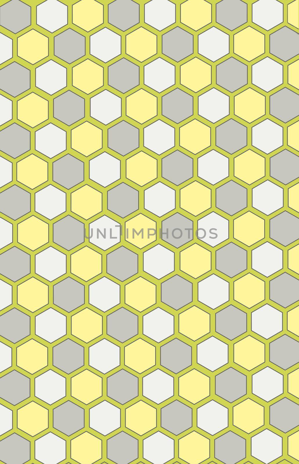 Honeycomb seamless pattern. Illustration. Colors: gray yellow and white