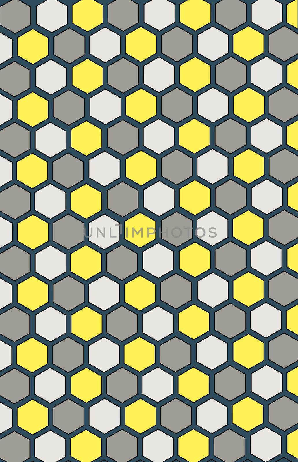 Honeycomb seamless pattern. Illustration. Colors: gray yellow and white