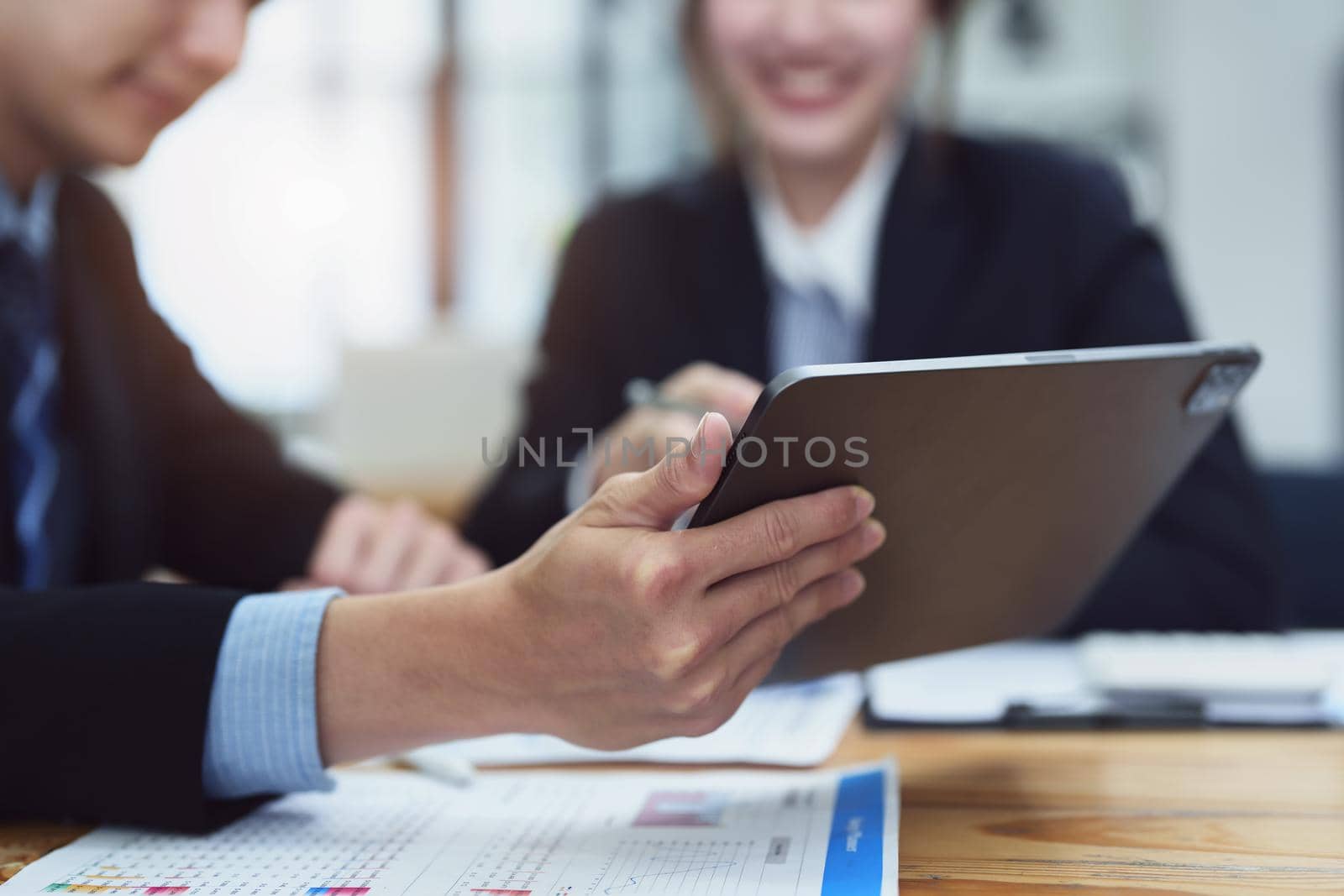 business people working together on a new project to analyze budgets and manage investment risks in today's profit boosting for marketing in the office room.