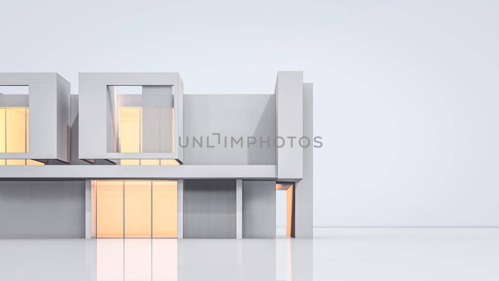 3D rendering illustration of modern house